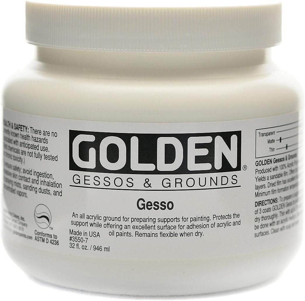 GOLDEN Medium Acrylic: GESSO Acrylic 946ml Excellent Semi Absorbent Surface for Oils and Acrylics, White - Image 3