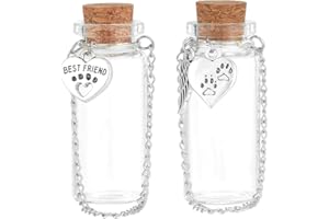 PH PandaHall 2pcs Pet Hair Memorial Bottle, Pet Memorial Urn Glass Vial Clear Cat Dog Hair Keepsake Ashes Holder with Hanging
