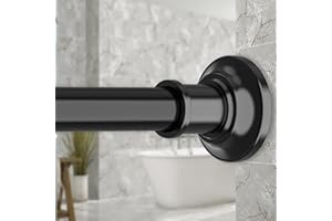 Haryaers Black Long Curtain Rod Tension Shower Curtain Rods 30 to 120 inch Adjustable Spring Heavy Duty Rods for Bathroom Windows Outdoor No Drill No Slip Spliced and Telescopic Design