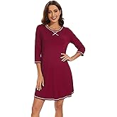 WiWi Nightgowns for Women 3/4 Sleeve Sleep Shirts Super Soft Pajamas Gowns Viscose from Bamboo Cooling Nightwear S-XXL