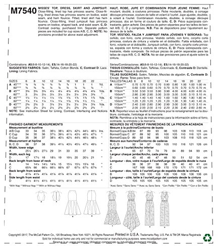 McCall's Patterns M7540E50 Misses' Princess Seam Top/Trumpet Dress and Skirt/and Tulip-Back Jumpsuit - Thumbnail 6