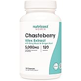 Nutricost Chasteberry Supplement for Women 5,000mg Equivalent from 500mg of 10:1 Extract Per Serving, 120 Capsules for 120 Servings - Vitex Extract with 50mg of Dong Quai & 50mg of Ginger Root, Vegan