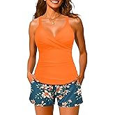 Women Underwire Tankini Swimsuit with Shorts - Two Piece Tummy Control Bathing Suit 2025 Swimwear with Pockets