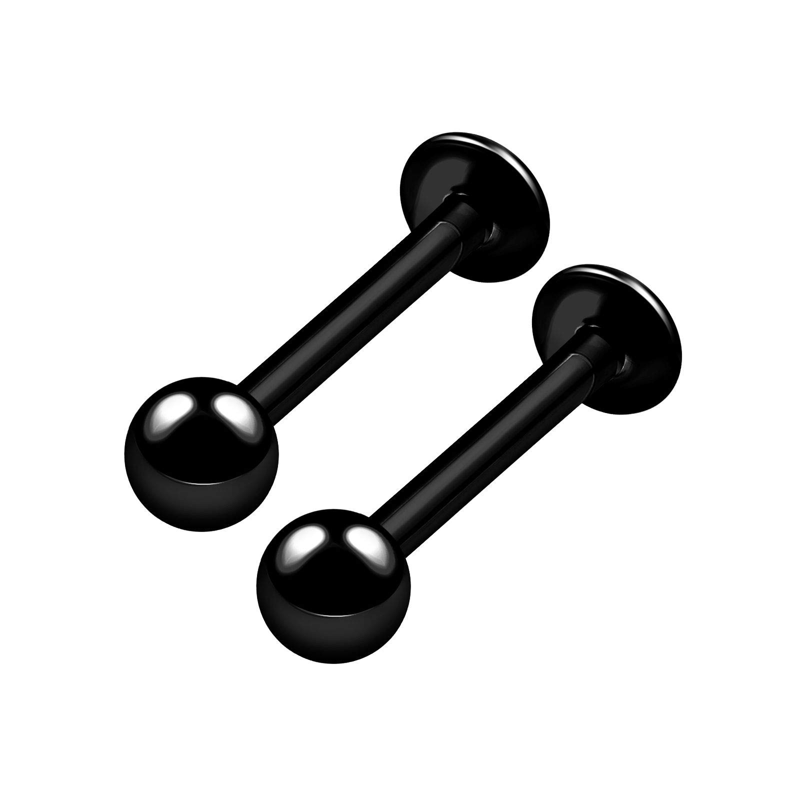 BanaVega 2PCS Black Titanium G23 Anodized Labret Lip Rings 16g 1.2mm 3/8 10mm 3mm ball Medusa Earrings Tragus Piercing Jewellery 6697