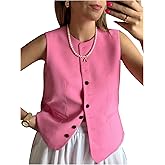 SweatyRocks Women's Suit Vest Tops Business Casual Button Down Sleeveless Blazer Waistcoat
