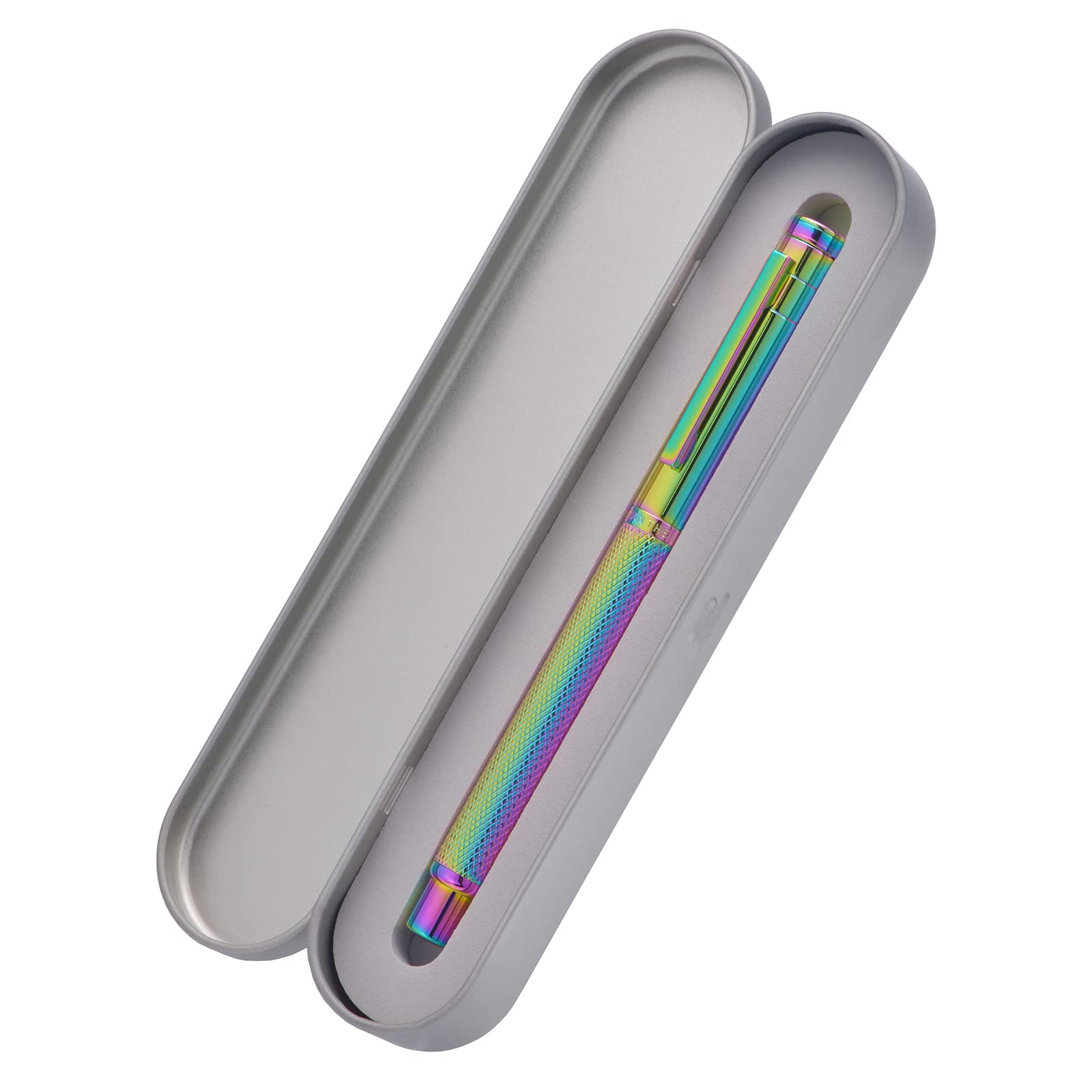 Rainbow Forest Fountain Pen Bent Nib Calligraphy Fude Pen, Classic Design with Converter and Metal Box Set by Hongdian