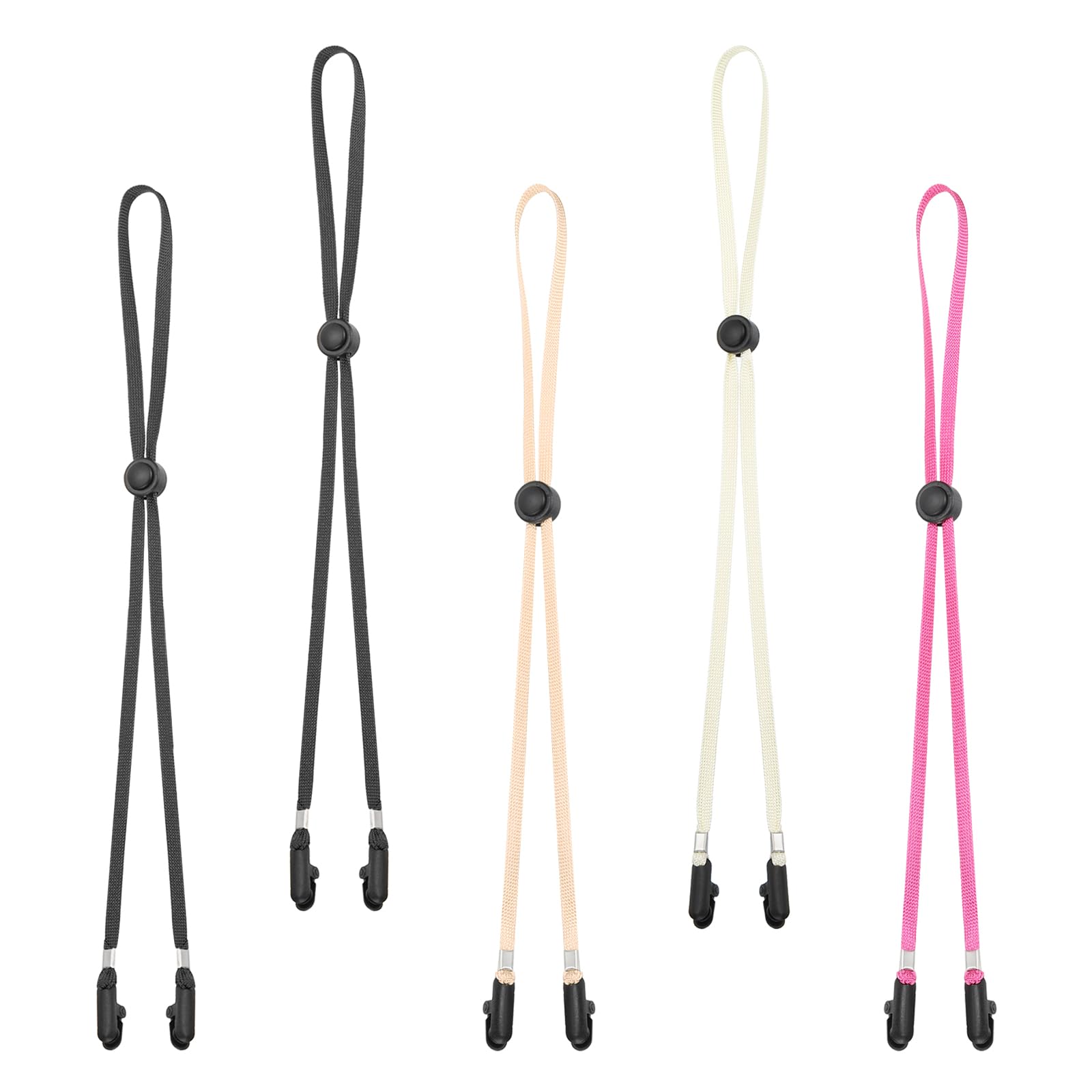 PATIKIL Windproof Hat Strap Clips 31.5"x0.28", 5 Pcs Adjustable Elastic Hat Clip with Cord Locks for Fishing Boating Outdoor Sports, Multicolored