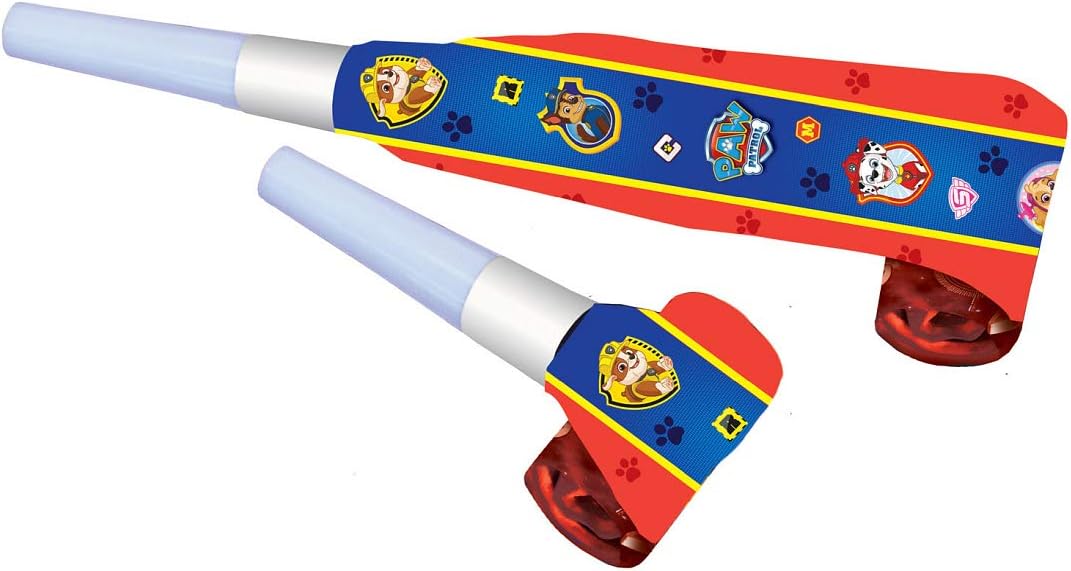 NET TOYS 8 Paw Patrol Noisemaker - 30cm - Original Party Decoration Paper Toad Furry Friends - Perfect for Kids Birtday Parties & Children's Treat