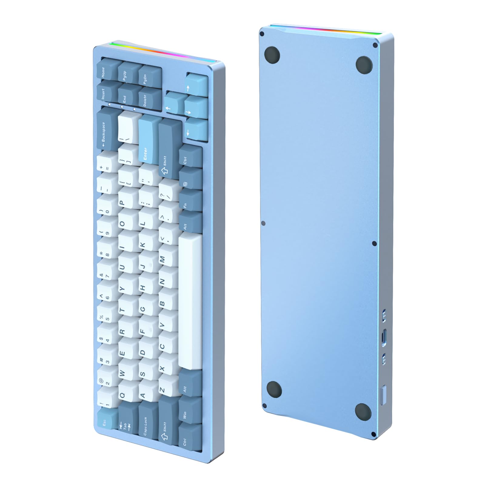 ATTACK SHARK M71 CNC Aluminum Custom Mechanical Gaming keyboard, Tri-Mode-BT5.0/2.4G Wireless/Wired, 4600mAh Rechargable, 68% Hotswap Gasket Mount, 14 Chroma RGB Lighting for MAC&WIN-Song of Summer