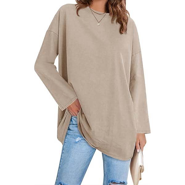 Women's Long Sleeve T Shirts Oversized Loose Casual Crewneck