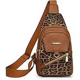 Sling Bag for Women, Leopard Print Crossbody Bag for Women Travel - Water-Repellent PU Leather-Inspired Fanny Pack with Multi-Pockets, Adjustable Strap, Ideal for Commute/Daily/Sports, /Holiday Gifts