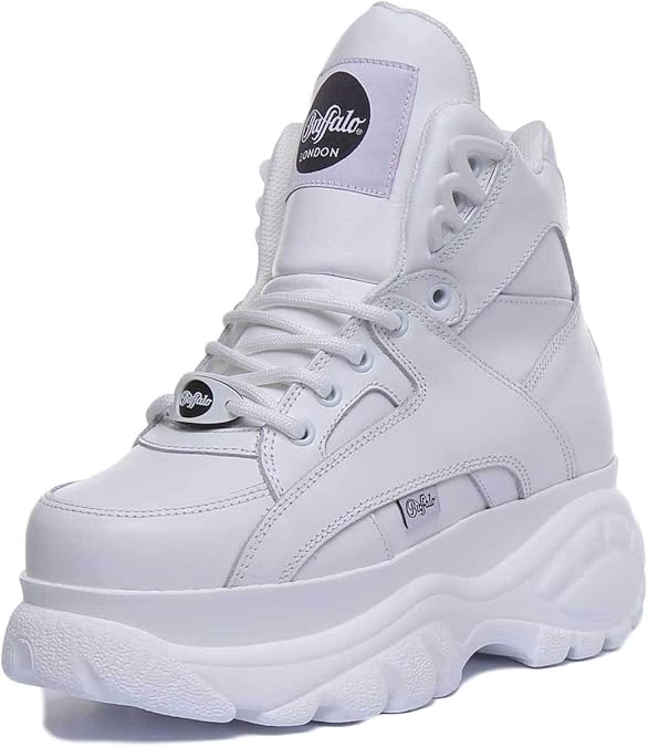 buffalo white 60 leather platform sneakers