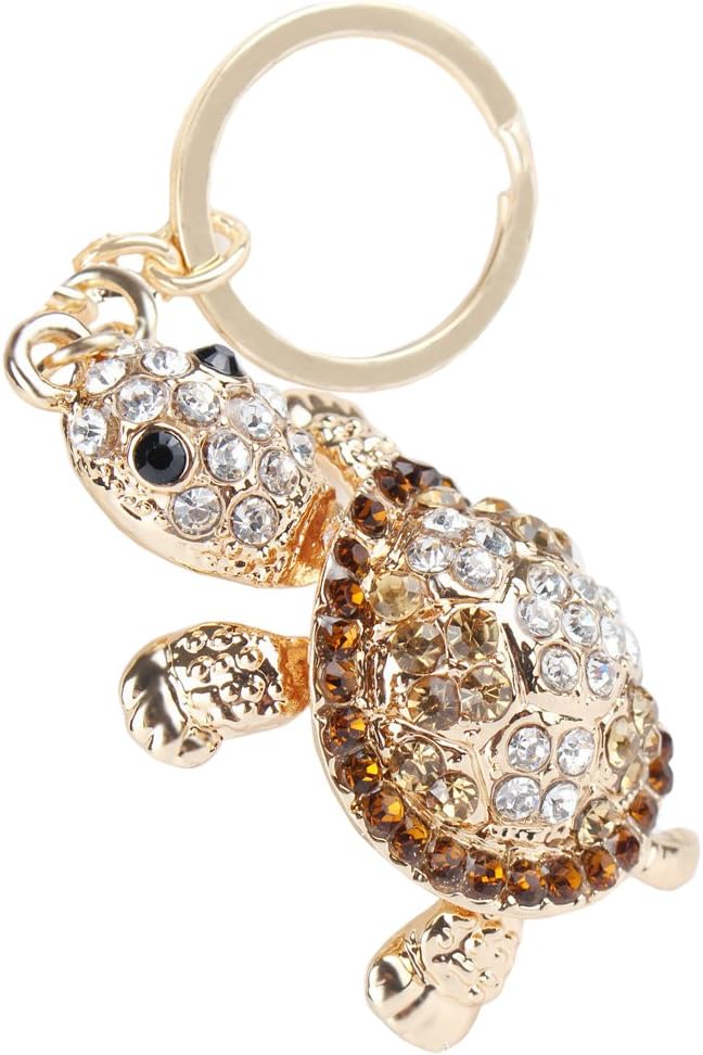 Beiersi Crystal Turtle Metal Pendant Keyring Keychain Gift (Brown)