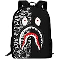 Camo Shark Backpack Laptop Backpack For Travel Bag Casual Daypack Hiking Bag For 17inch