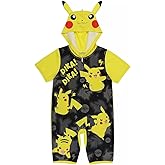 Pokemon Short Sleeve Pikachu Hooded One Piece Mesh Pj Romper Onesie Pajamas for Boys (Little/Big Kids Sizes 6 to 12)