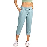 icyzone Women's French Terry Jogger Lounge Sweatpants - Active Capri Pants for Women