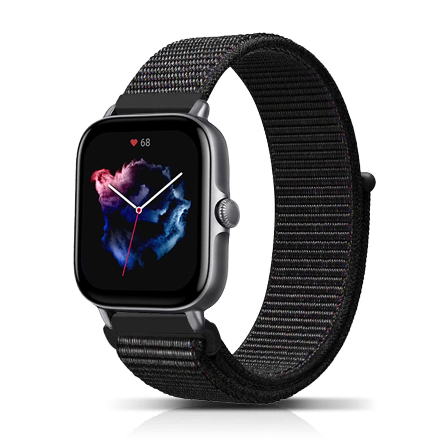 PaceBid 20mm Nylon Strap Compatible with Amazfit Active 2 Square/GTR Mini/GTS 4/4 Mini/Bip 3/Bip3 Pro/GTS 3/2, Soft Adjustable Nylon Watch Band for Amazfit Active 2/GTR 42mm/Bip S - Black