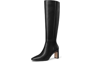 MUCCCUTE Knee High Boots for Women Chunky Heel Square Toe with Side Zipper Pull On Tall Fall Botas
