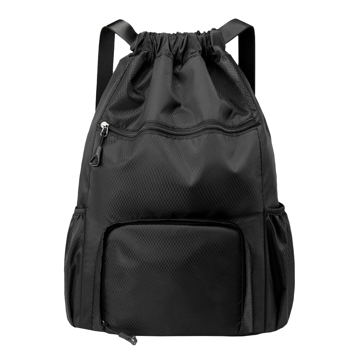 FAVORTALK Swimming Bags for Adults Waterproof Drawstring Backpack with Shoe Compartment and Water Bottle Large Capacity String Bag for Sports School Beach Holidays Travel, Black-L 17603