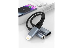 OPLUZ iPhone Headphone and Charger Adapter 2-in-1 Lightning to 3.5mm AUX Audio + Lightning Charger Dongle Splitter for iPhone 14/13/12/11 Pro Max/Pro/Plus/Mini/XR/XS/8/7/6 Plus-Apple MFi Certified
