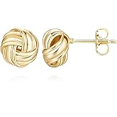 Kelli Myers 14K Gold Stud Earrings for Womens Stud Earrings Small Round Knot Earring Studs Twisted Hypoallergenic Earring