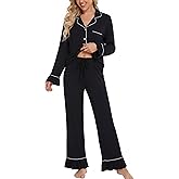 lulukaka Women Bamboo Viscose Pajama Sets Ruffled Cuff Hem Long Sleeve Fancy Yarn 2 Piece Loungewear Loose Fit Drop Shoulder
