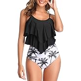 VeMee Tankini Swimsuits for Women High Waisted Swim Suit 2025 Bikini Sets Bathing Suits 2 PCS Tummy Control Ruffled Swimwear