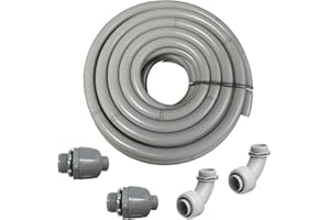 (3/4" dia x 100 ft) HydroMaxx® Flexible PVC Non Metallic UL Liquid Tight Electrical Conduit Kit with 2 Straight and 2 Angle Fittings Included