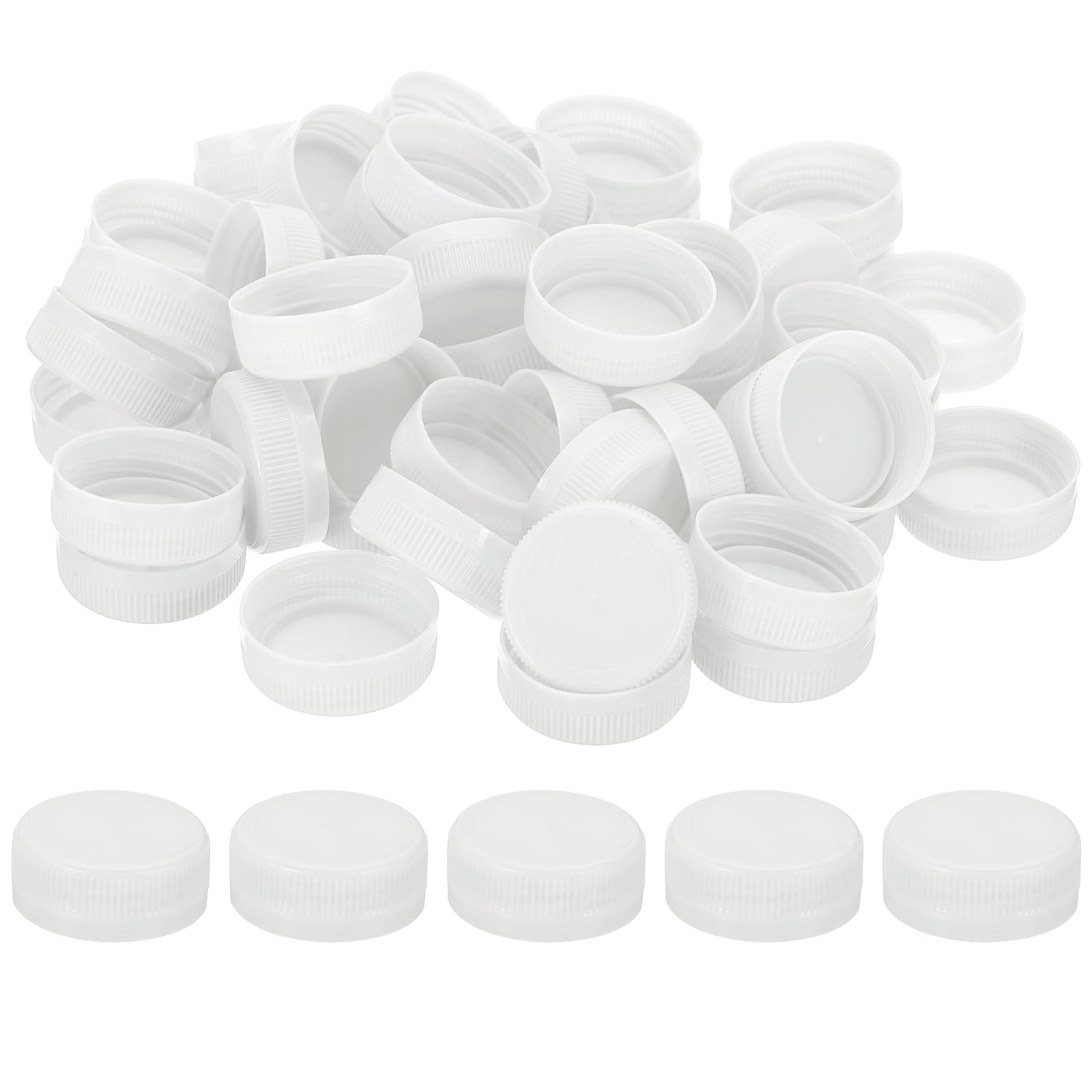 Photo 1 of PATIKIL 38mm/1.5" Inner Plastic Bottle Cap, 100Pcs Replacement Screw Bottle Cap Storage Jug Lids for Craft DIY Juice Water Milk, White
