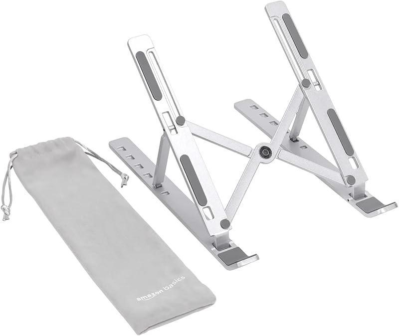 Amazon Basics Laptop Stand 6-Angle Adjustable 10-15.6 in Silver