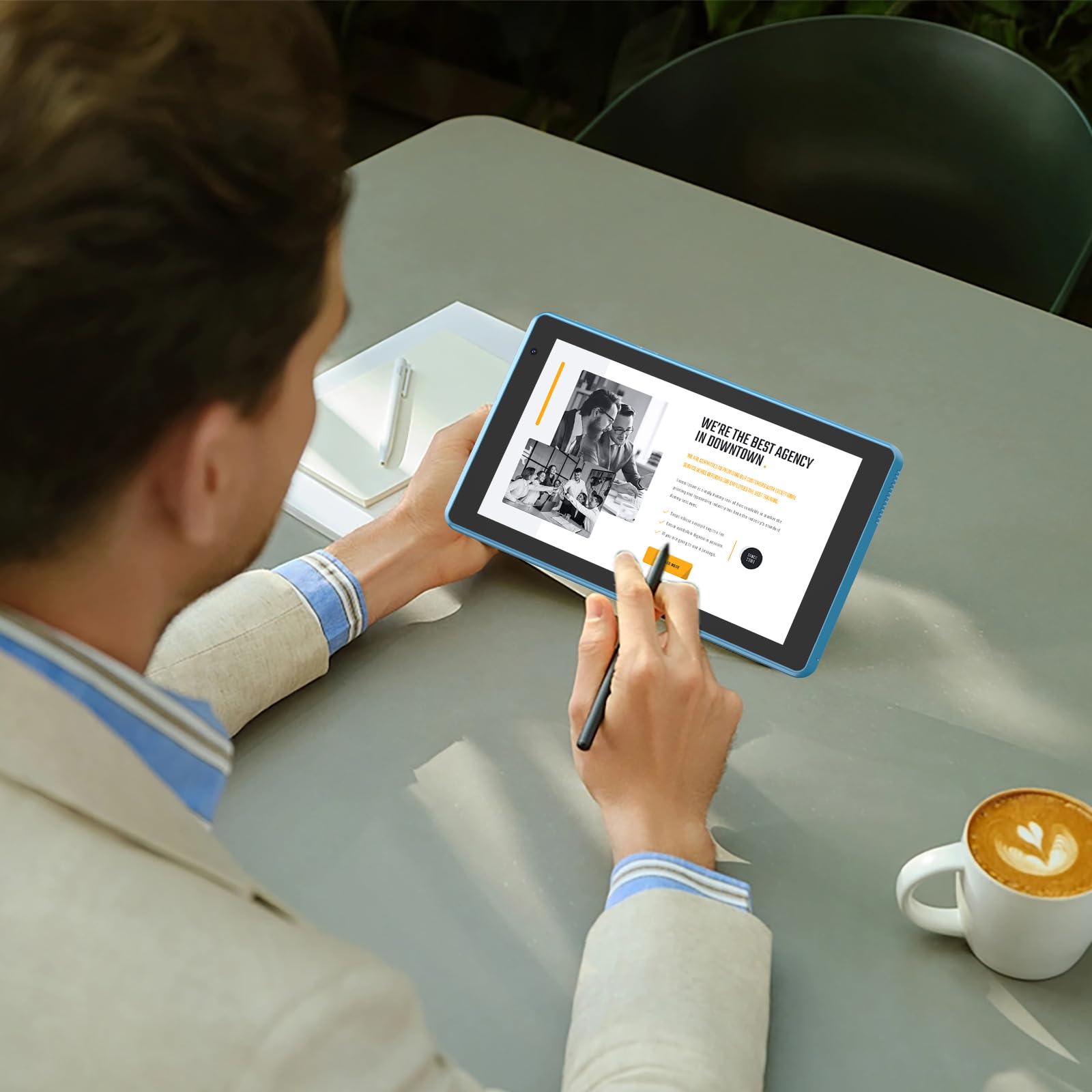 Android 15 Tablet with Case, 7 Inch 8GB RAM+32GB ROM/ 1TB Expandable Computer, 5MP Camera Tablets, 1.6Ghz Quad-core Processor, 3000mAH Battery Tablet PC, 5G WiFi, Games 7'' Android Laptop Blue