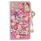 Note 5 Case,Yaheeda [Stand Feature] Bling Pink Butterfly Love Chain Flower Crystal Wallet Case [Diamond Jewel] Premium [Bling Luxury] PU Leather Flip Cover [Card Slots] For Samsung Galaxy Note 5
