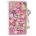 Note 5 Case,Yaheeda [Stand Feature] Bling Pink Butterfly Love Chain Flower Crystal Wallet Case [Diamond Jewel] Premium [Bling Luxury] PU Leather Flip Cover [Card Slots] For Samsung Galaxy Note 5