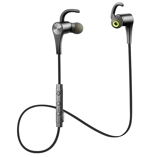 Auricular magnético SoundPEATS Auriculares Bluetooth 4.1 Cascos inálambrico Deportivos, tecnología APTX y de Ruido de Cancelación CVC 6.0,Sonido Estéreo de calidad superior--Q12(Negro)