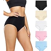 wirarpa Women's Underwear High Waisted Ladies Cotton Panties Soft Full Coverage Briefs 5 Pack
