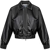 Aelfric Eden Womens Cropped Leather Jacket Y2k Faux Motorcycle Bomber Moto Biker Streetwear Jackets Coats