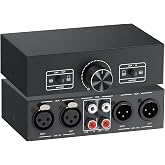 PROZOR 2-IN-2-OUT XLR Balanced/RCA Converter Audio Selector Splitter | Fully Balanced Passive Preamp Switch Box with Volume Control for Active Monitor Speakers, Black