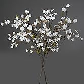 Melorca&Guilla Cherry Blossom Branches,3PCS 35" Artificial Silk Cherry Blossom Flowers, Faux Stems Vase Branches Artificial Plants for Shop Garden Office Home Décor (3, White Cherry Blossom)