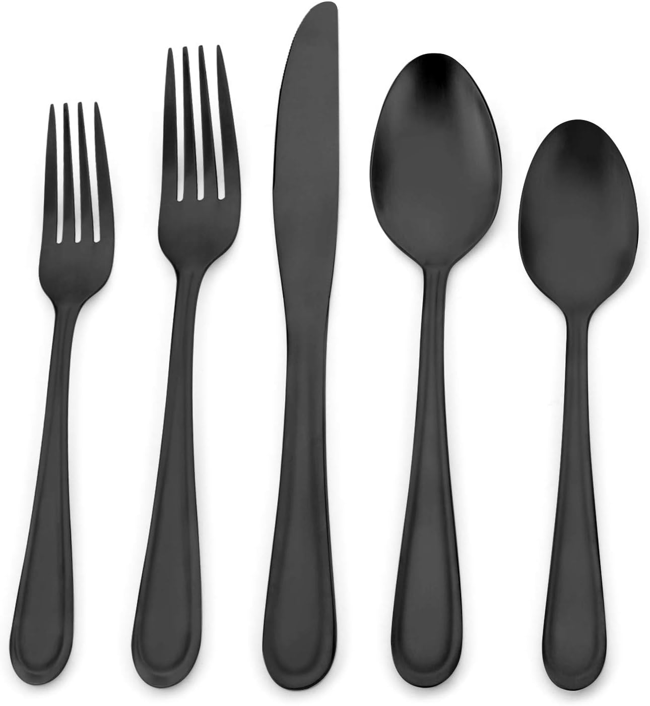 Matte Black Silverware Set,BEGEEL Satin Finish 20 Piece Stainless Steel Flatware Set,Elegant Tableware Utensil Sets Service for 4,Upgraded Cutlery Set Include Spoons/Forks/Knives,Dishwasher Safe