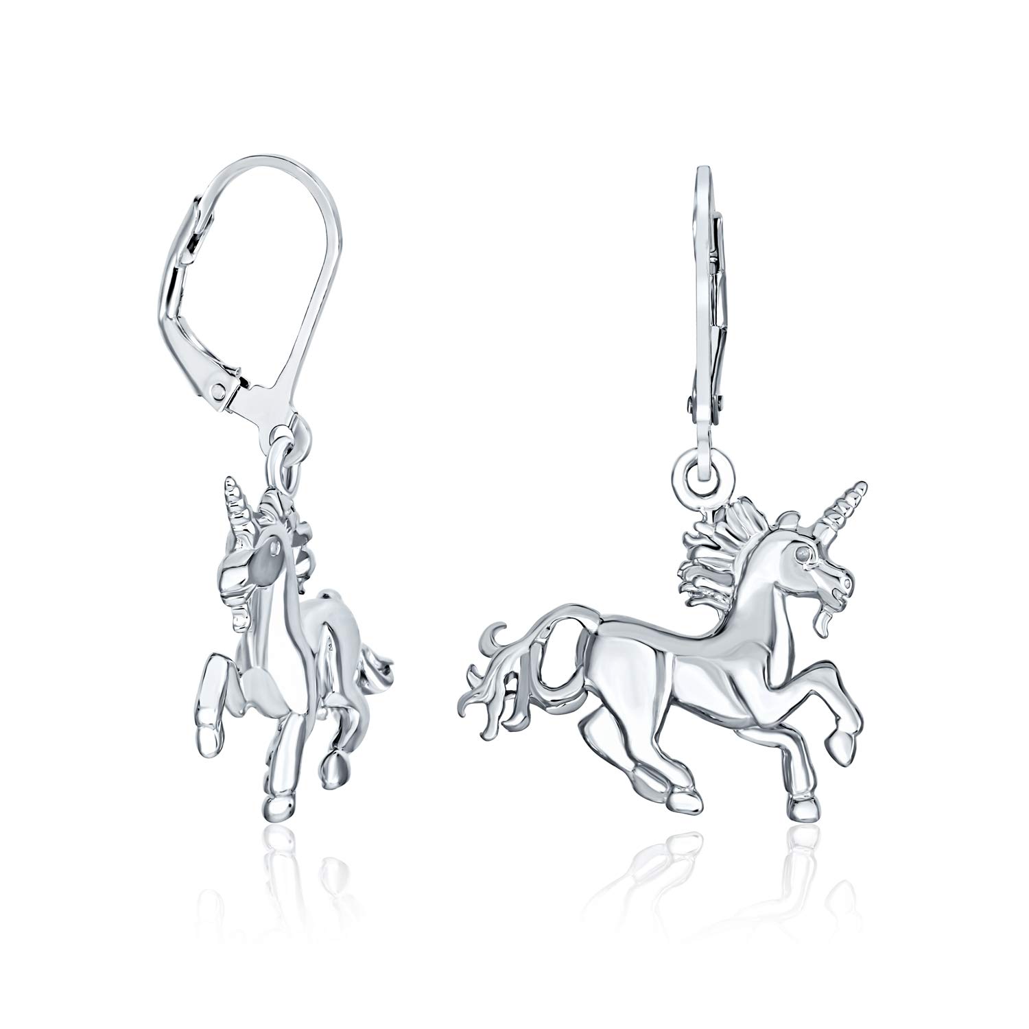 Unique Pegasus Horse Mythical Magical Unicorn Dangle Earrings For Women Teens Lever Back .925 Sterling Silver