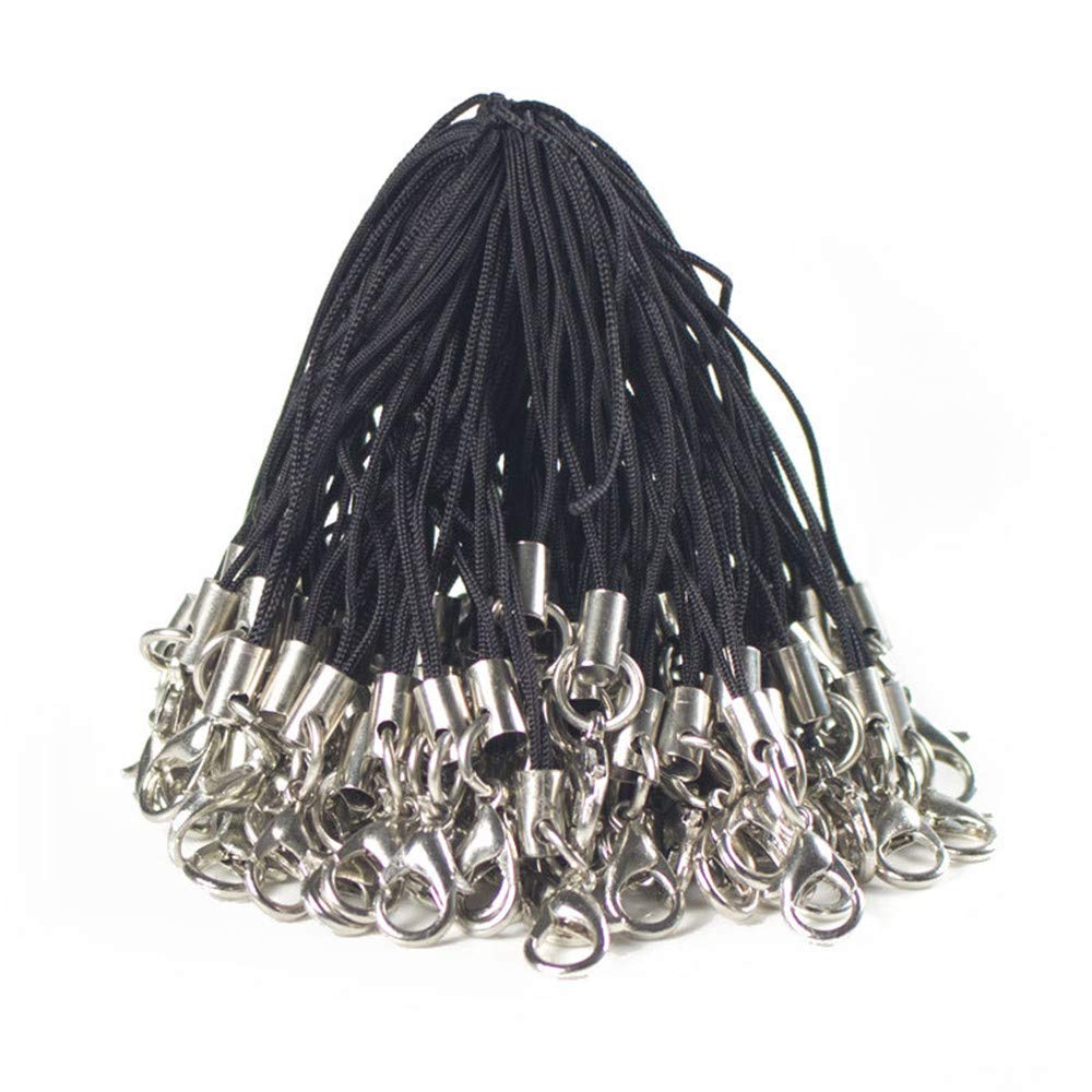 Symphonyw Charm Straps, Black Lobster Clasp Mobile Phone Lanyard Ropes Cords DIY Jewelry Accessory (BLACK)