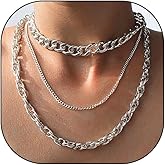 YOOESTORES82 Chunky Gold Layered Chain Necklaces, Thick Cuban Carabiner Chain Choker Necklaces, Exaggerated Punk Hip Hop Jewelry Gifts for Women