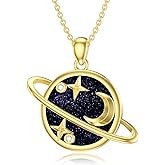 LWXIE Diamond Saturn Necklace 925 Sterling Silver Saturn Pendant Jewelry Gifts for Women Wife Girlfriend