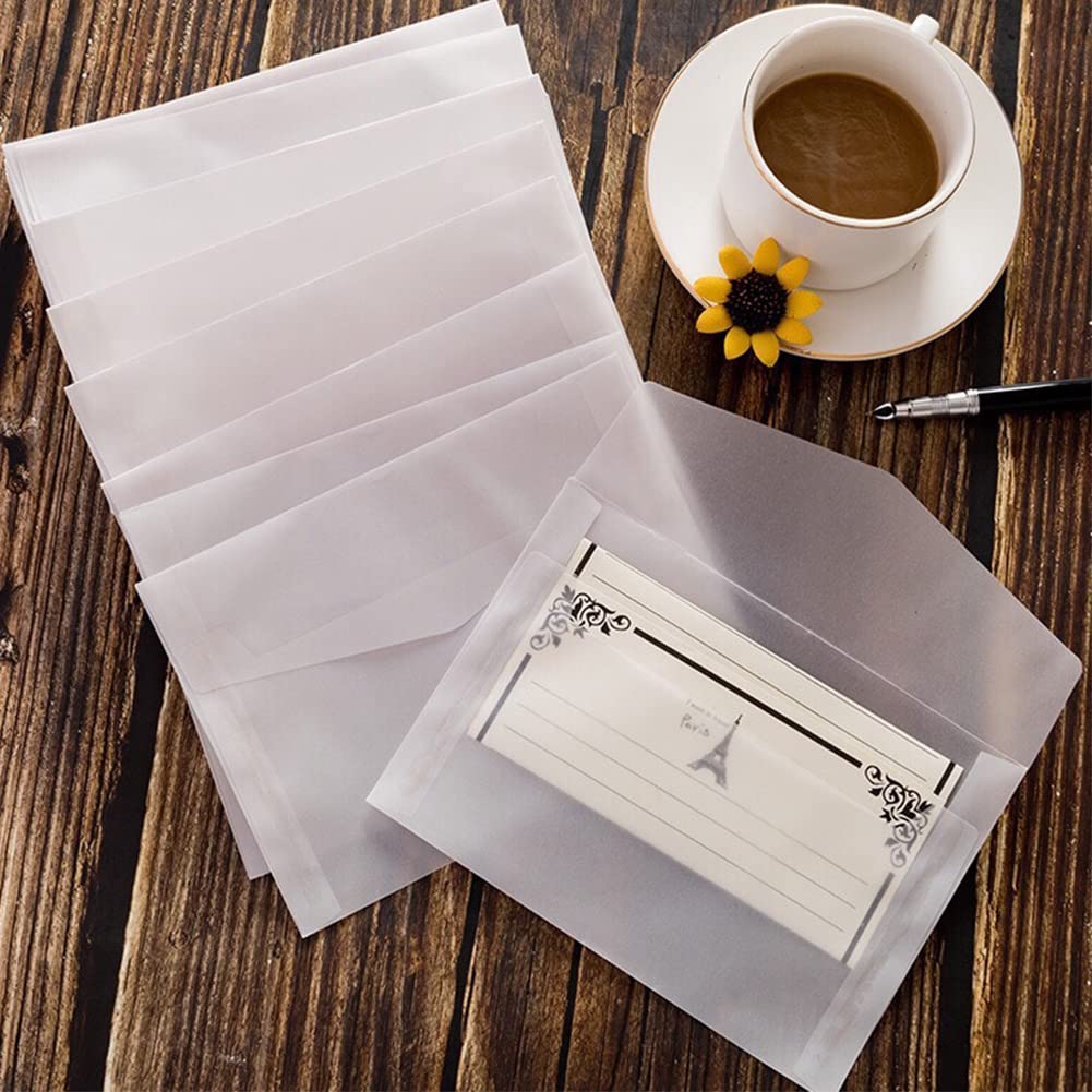 Photo 1 of 30Pack White A7 Envelopes Invitation Envelopes Glassine Paper Envelopes 5x7 Invitation Envelopes Vellum Envelopes Greeting Card Envelopes Mini Filing Envelopes for Party Birthday 5x7in Translucent
