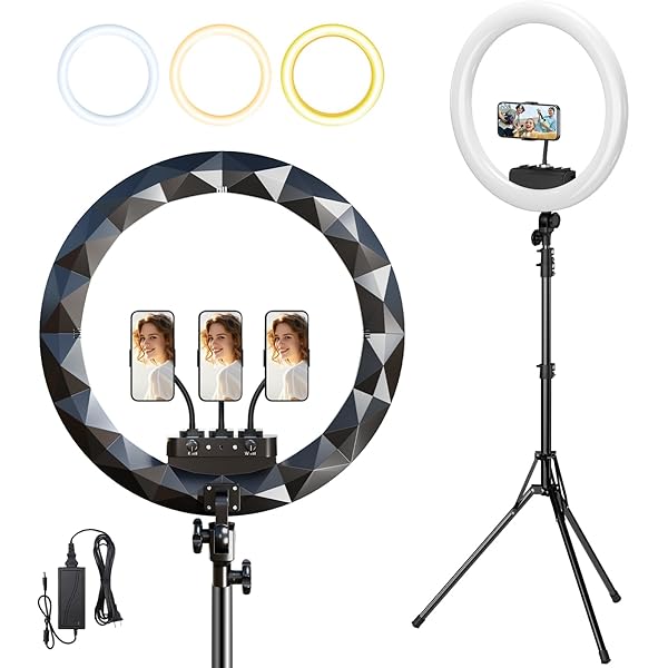 Large Ring Light with Stand, 19" Ring Light Tripod for iPhone, Professional Led Ringlight for Live Streaming, Barber, Makeup, YouTube, Tiktok, Black