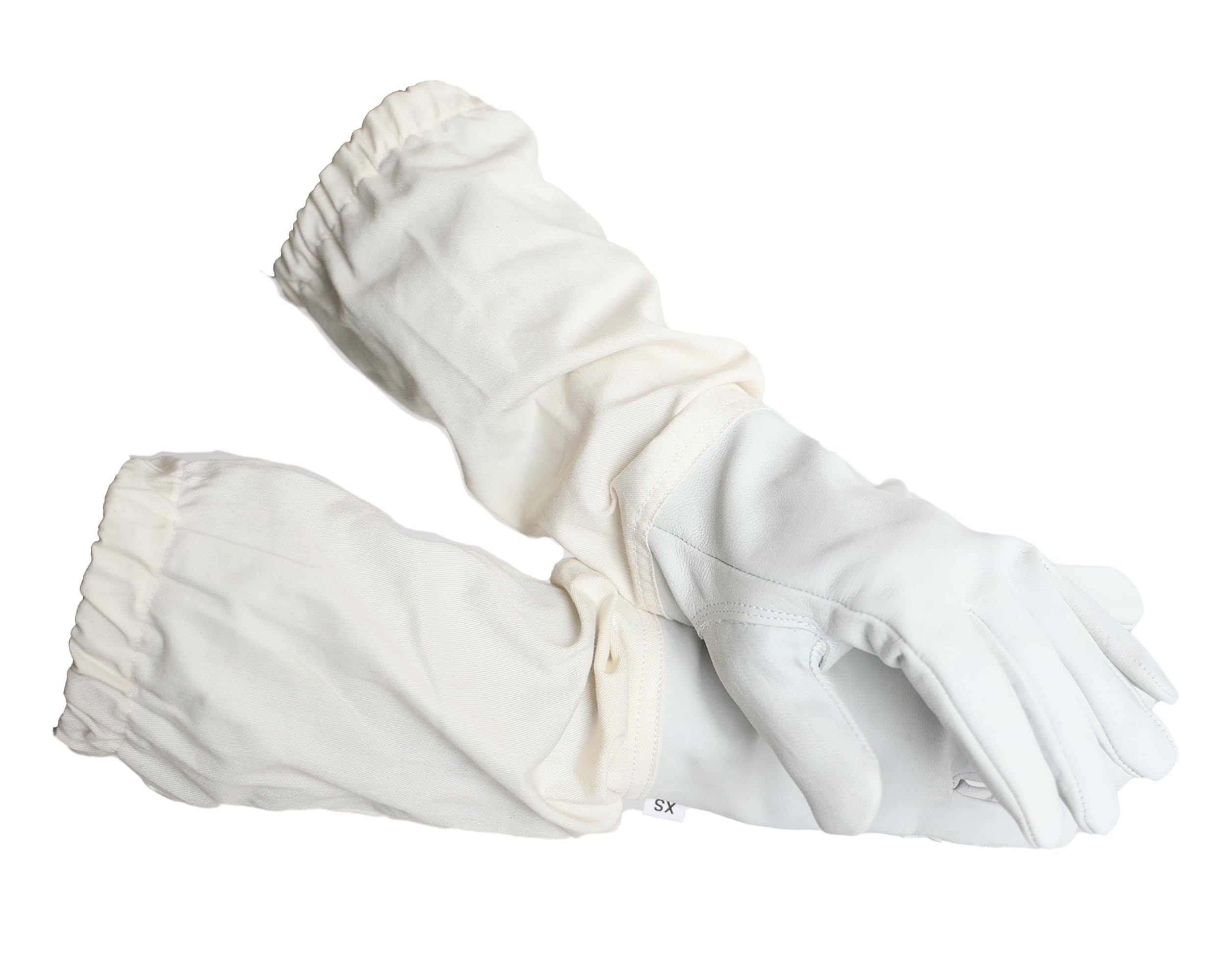 FOREST BEEKEEPING SUPPLY Goatskin Leather Beekeeper's Glove with Long Canvas Sleeve & Elastic Cuff Medium