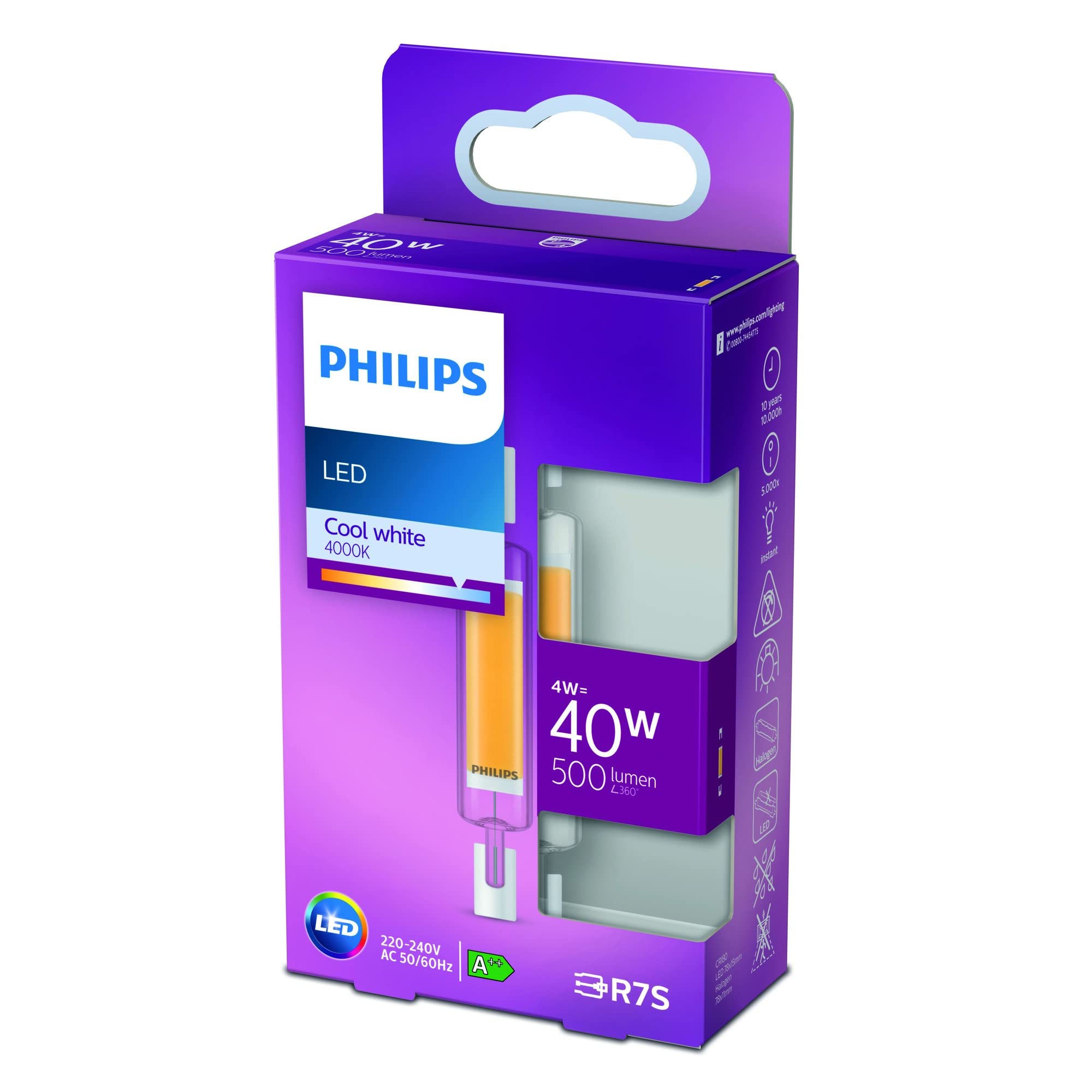 Philips LED Spot Light [R7S] 4W - 40W Equivalent, Cool White (4000K), Non Dimmable
