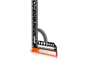 RONGPRO 7 in 1 Carpenter Square with Level 12 Inch, Aluminum Rafter Square,Framing Woodworking Tools: Ruler, Protractor, Marking Gauge,Cabinet Hardware Tool, Level, Ouick Sizing of Fasteners, T-BevelGauge