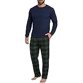 SLEEPHERO Men’s Pajama Set – Lightweight Flannel Pants & Breathable Tee – Soft Cotton Blend Year-Round Lounge Set