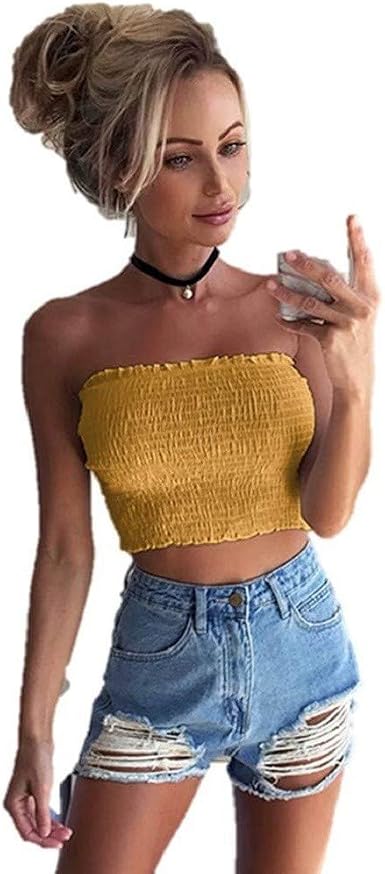 Ärmelloses Damen Top Bandeau Mit Rüschen – Trägerloses Oberteil In Übergröße